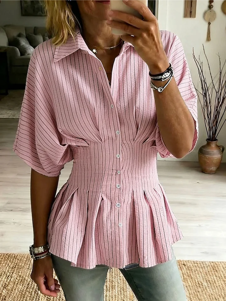 Bluse mit kurzen Ärmeln und durchgehender Knopfleiste