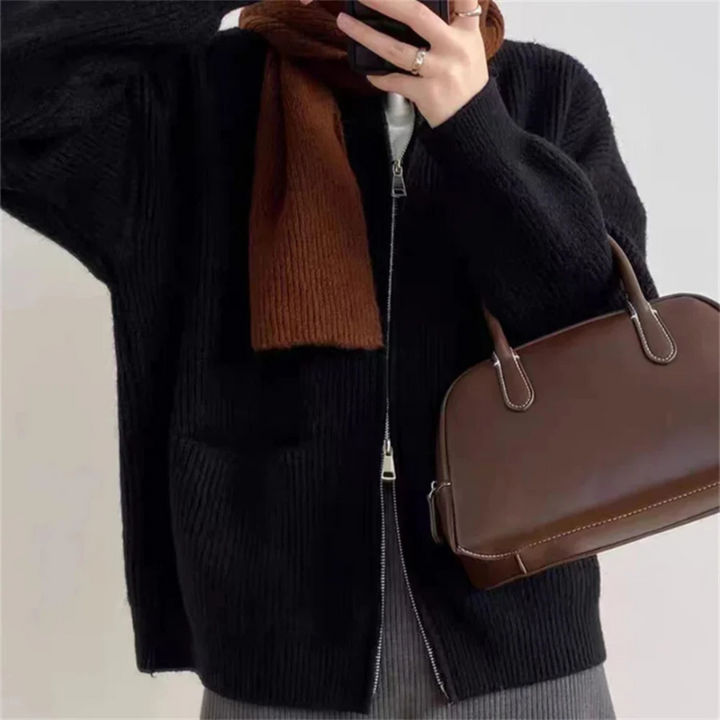 Eleganter Reißverschluss-Cardigan für Damen in großen Größen Komfort