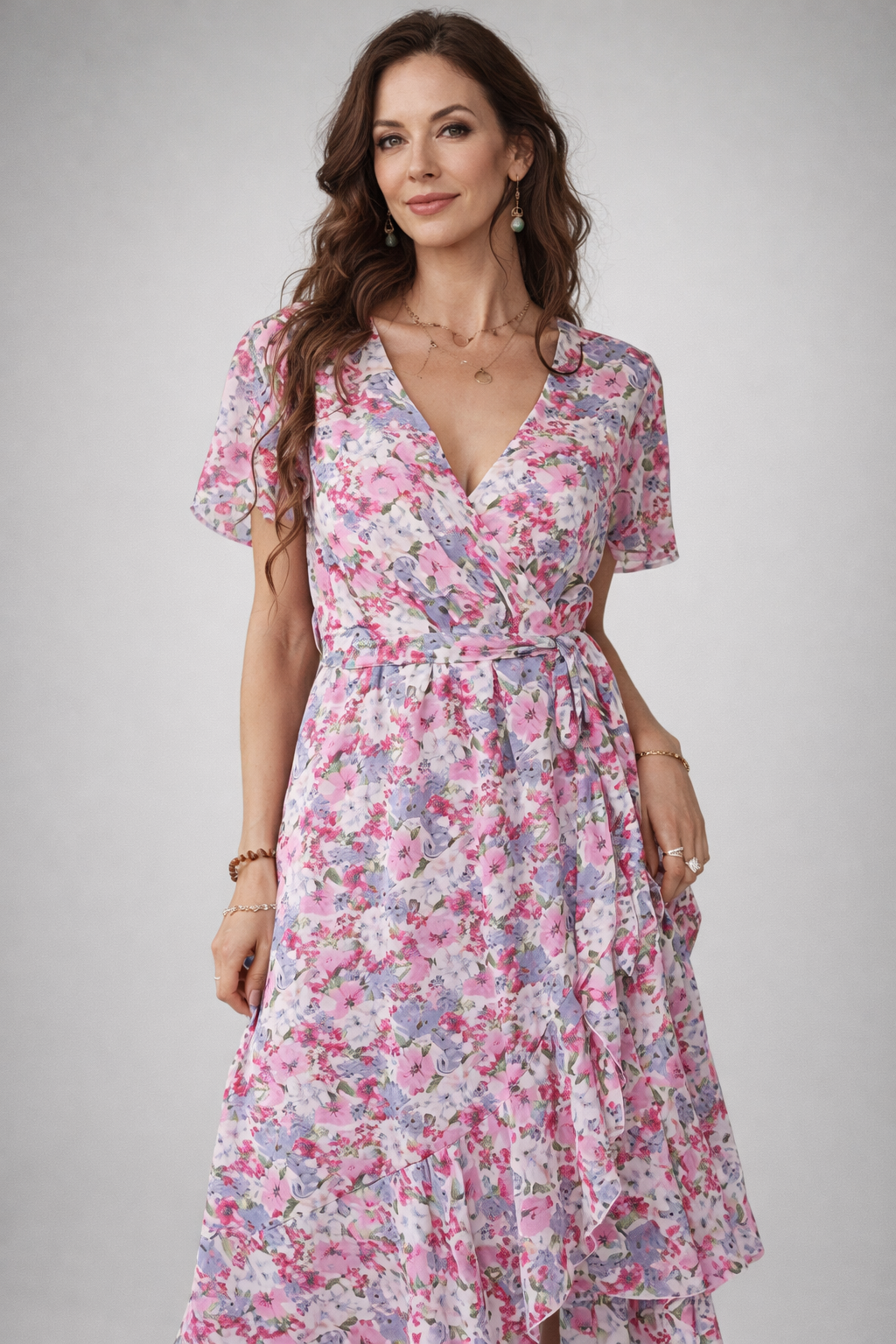 Geblümtes Midikleid für Damen