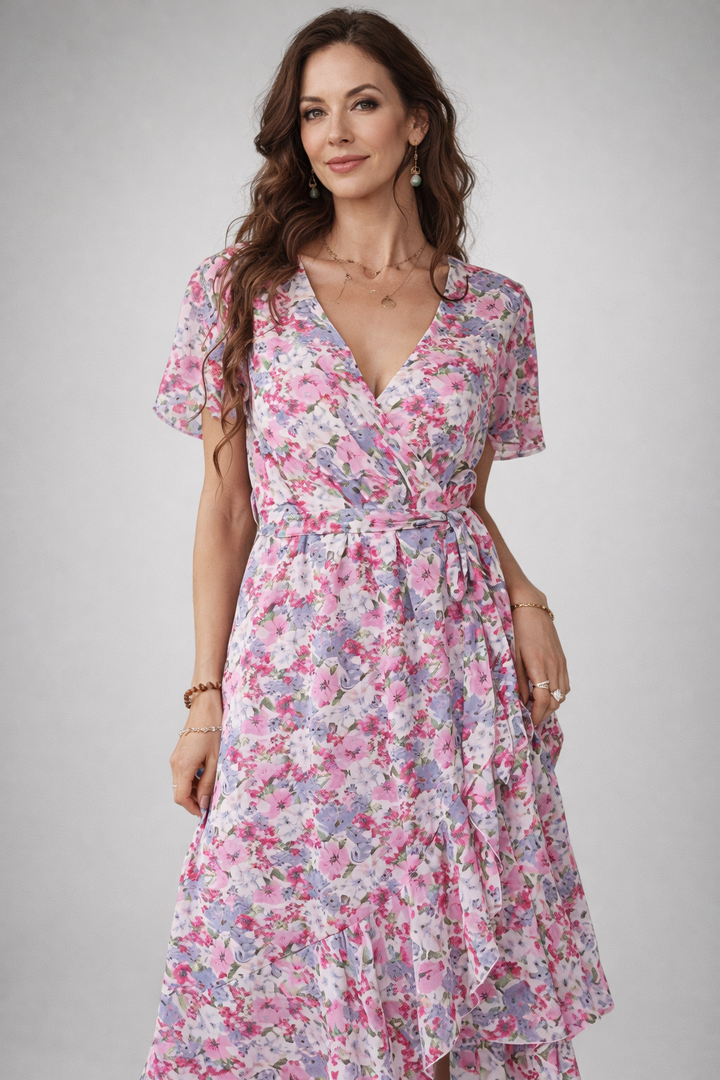 Geblümtes Midikleid für Damen
