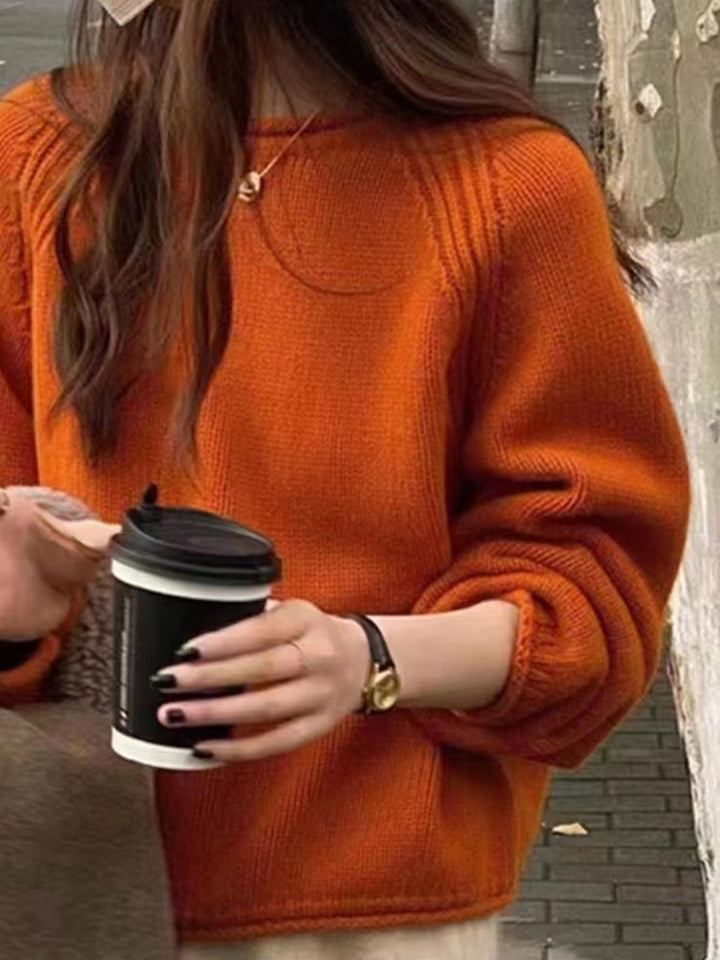 Locker Geschnittener Pullover mit Langarm