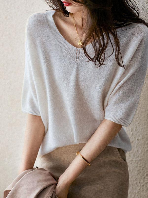 Luxuriöser weicher Kaschmir-Pullover mit V-Ausschnitt für Damen