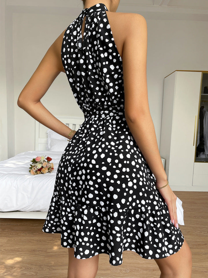 Neckholder Rollkragen Kleid mit Blumenmuster