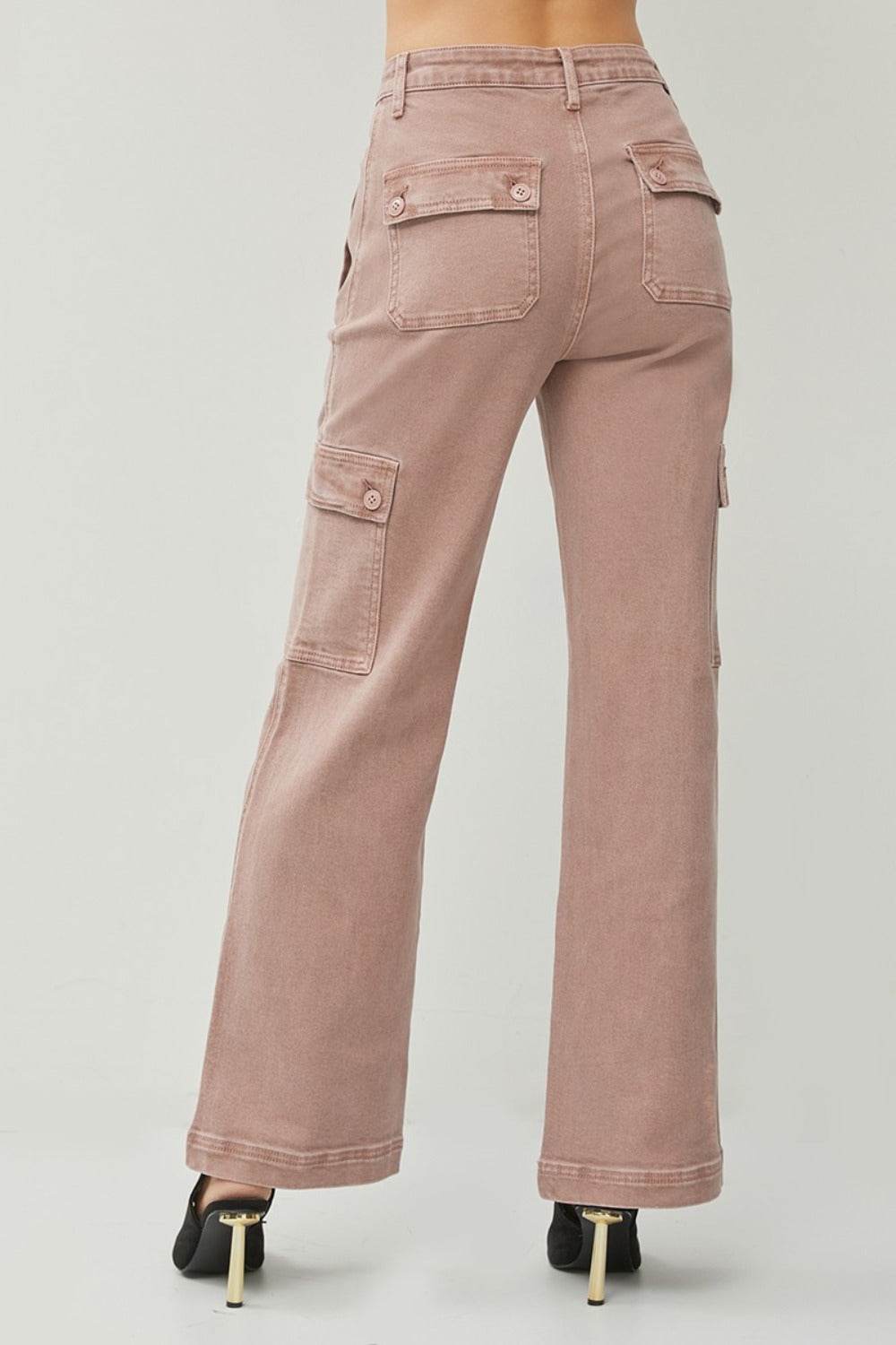 Damen High-Waist Cargo-Jeans