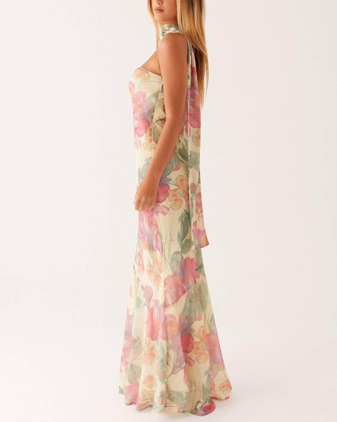 Kalentha® | Trägerloses Maxikleid mit Choker-Kragen