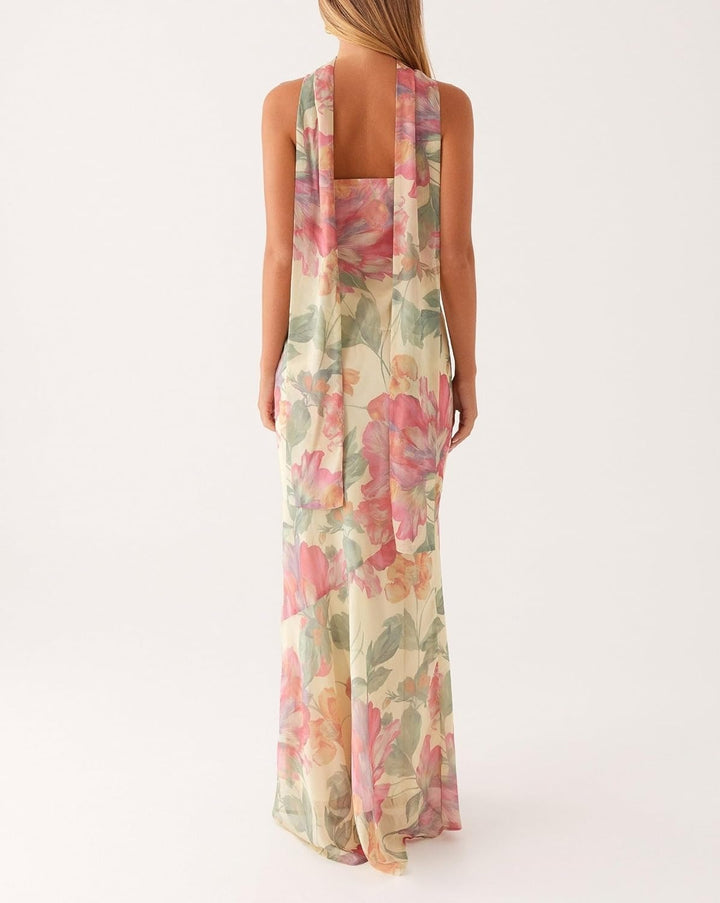 Kalentha® | Trägerloses Maxikleid mit Choker-Kragen