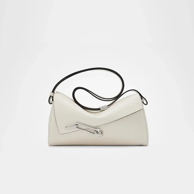 Helviora® | Schwarze Schultertasche mit asymmetrischem Verschluss