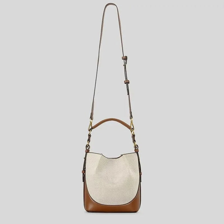 Helviora® | Strukturierte Schultertasche mit Canvas und Leder