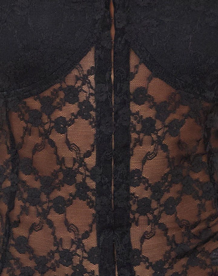 Damen Satin Korsett-Top mit Schnürung