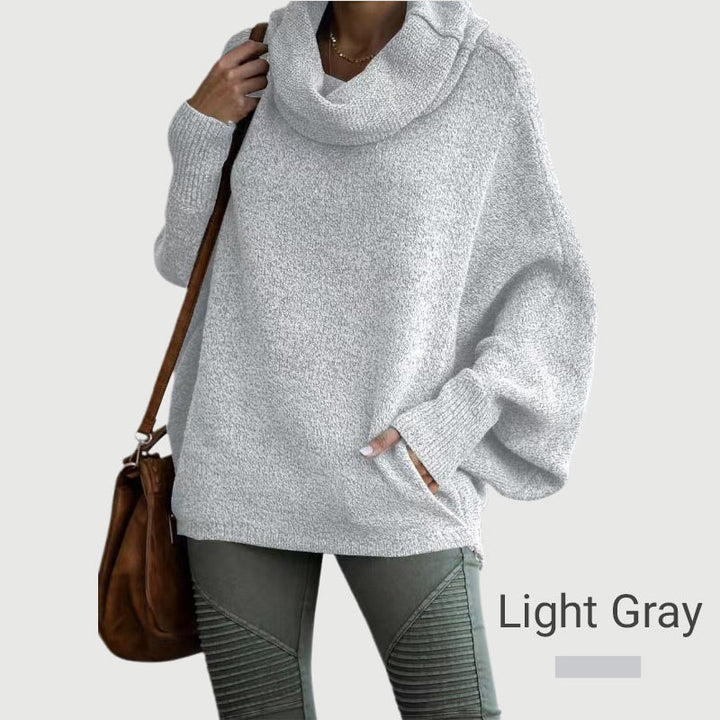 Gemütlicher Batwing-Pullover mit Wasserfallausschnitt und Taschen