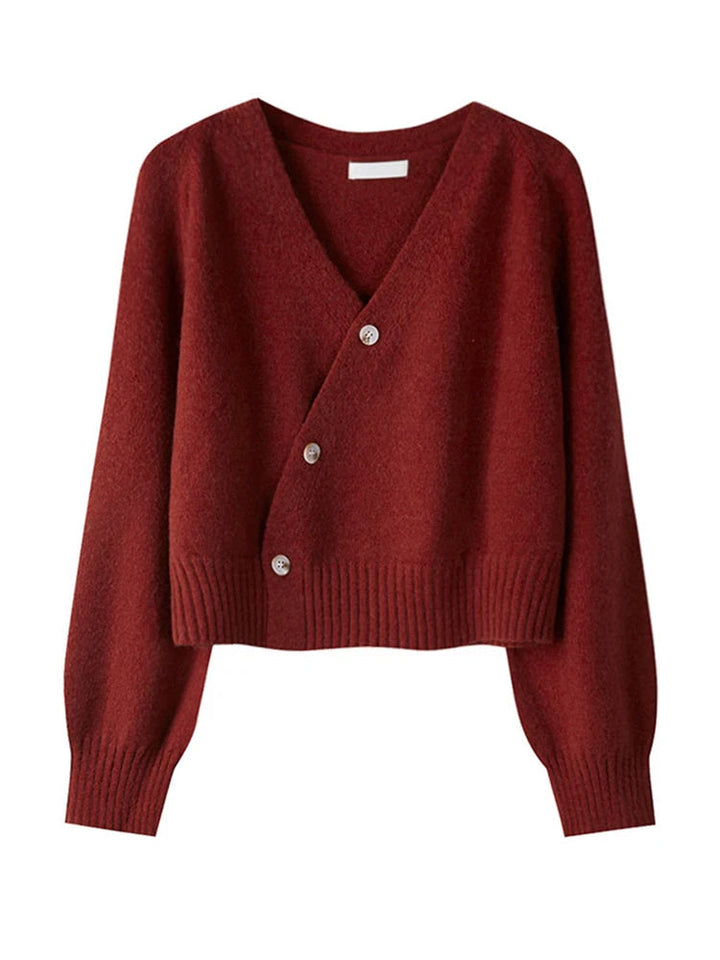 Damen Kaschmir V-Ausschnitt Locker Gestrickter Cardigan