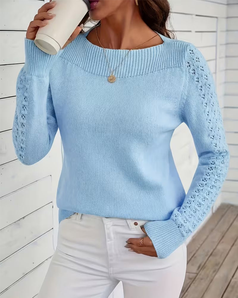 Damen-Strickpullover mit klassischem Strickmuster und langem Ärmel