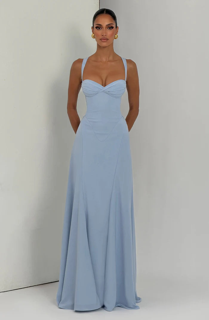 Rihanna-Stil Maxikleid mit eleganter Silhouette