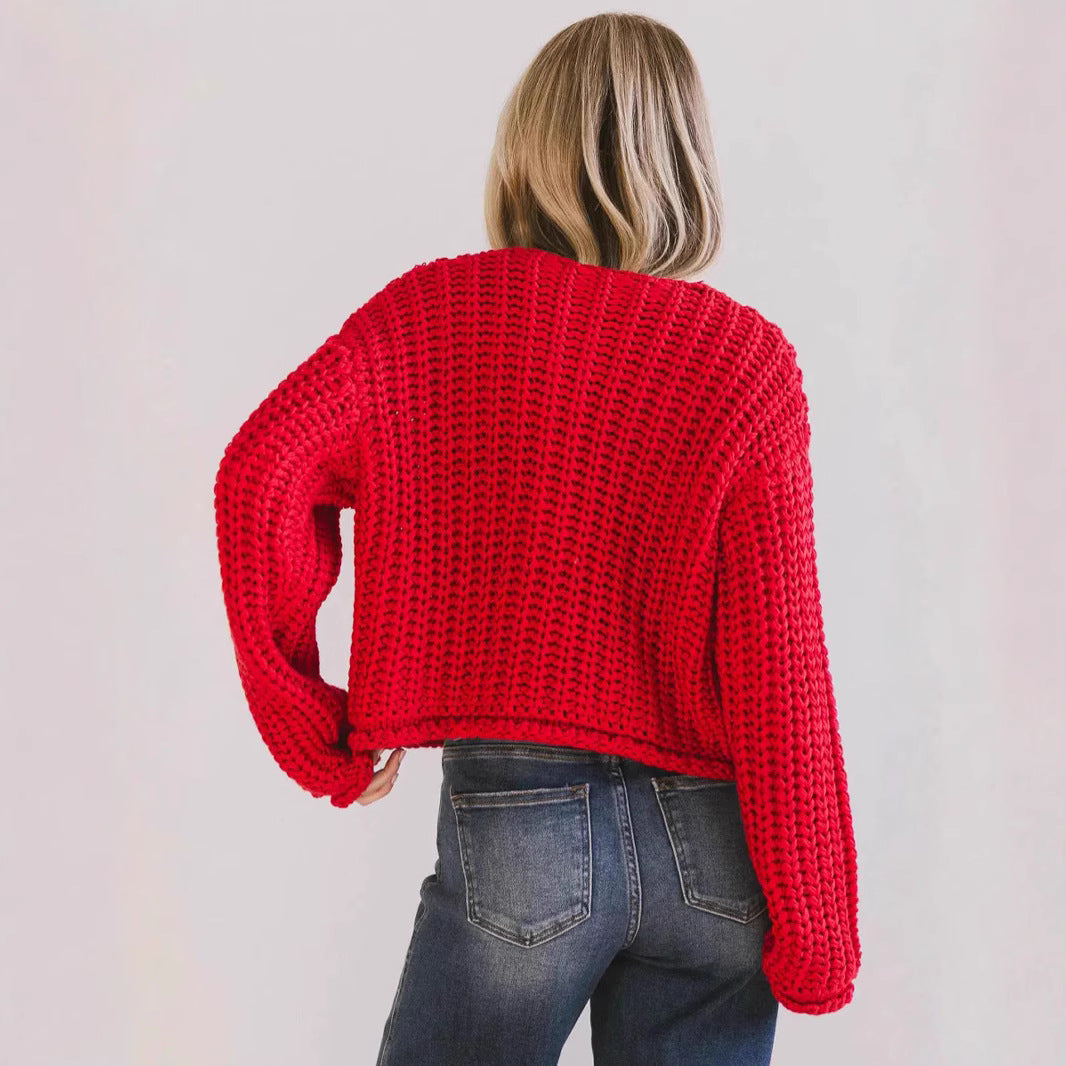 Cozy Chic Damen Strickjacke mit Knöpfen und Taschen