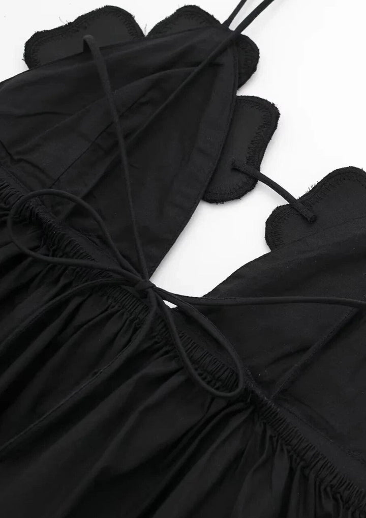 Damen Schwarzes Drapiertes V-Ausschnitt Top