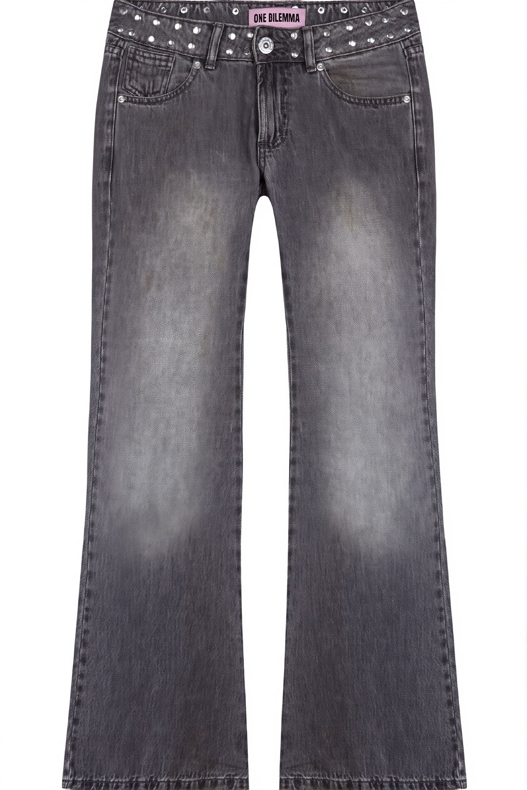 Detailansicht der Damen Wide Leg Jeans aus Baumwolle mit Patchwork