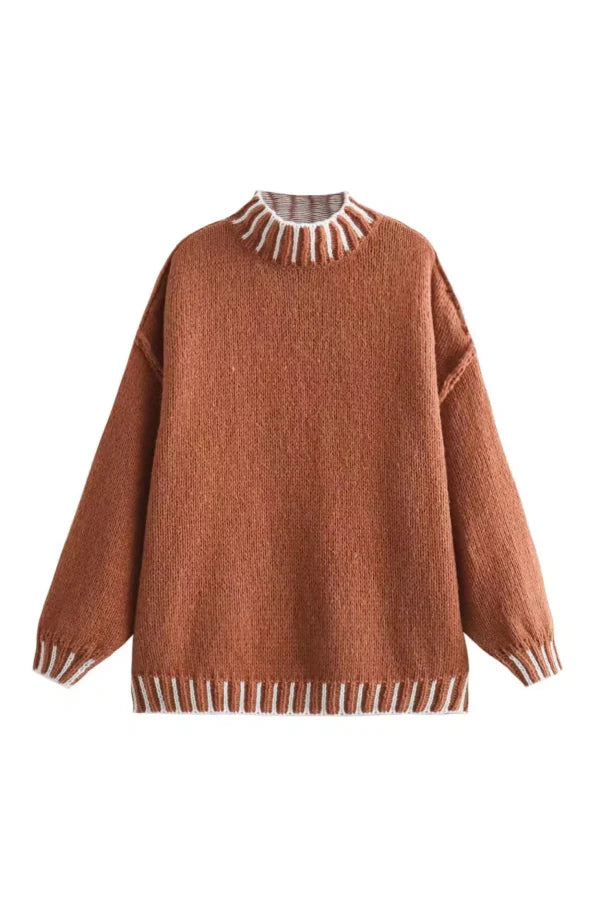 Gemütlicher Rollkragen-Pullover mit Farbblockmuster