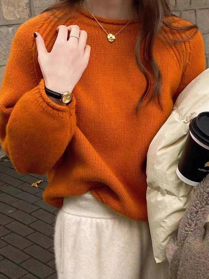 Locker Geschnittener Pullover mit Langarm