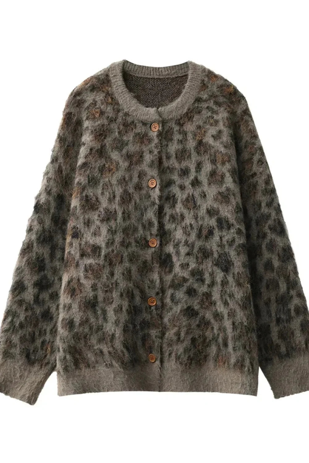 Gemütlicher Leopardenmuster Einreihiger Cardigan