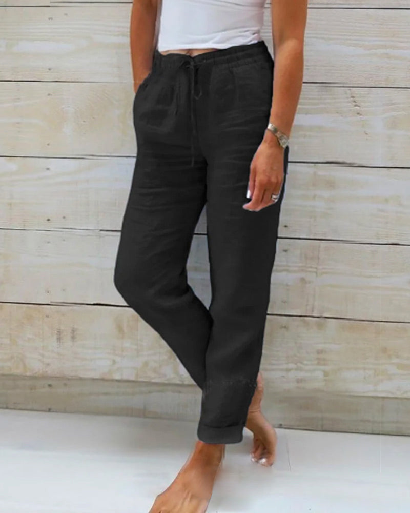 Stretch-Leinenmischhose für Damen