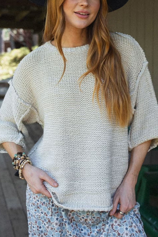 Gemütlicher Grobstrickpullover mit Rundhalsausschnitt