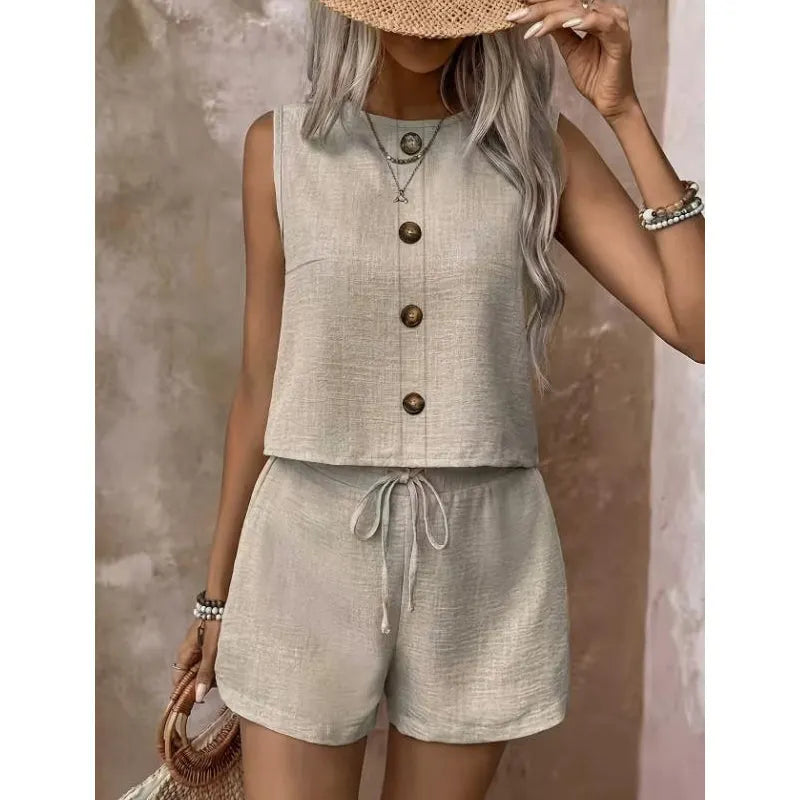 Damen Zweiteiler mit Shorts in leichter, bequemer Passform
