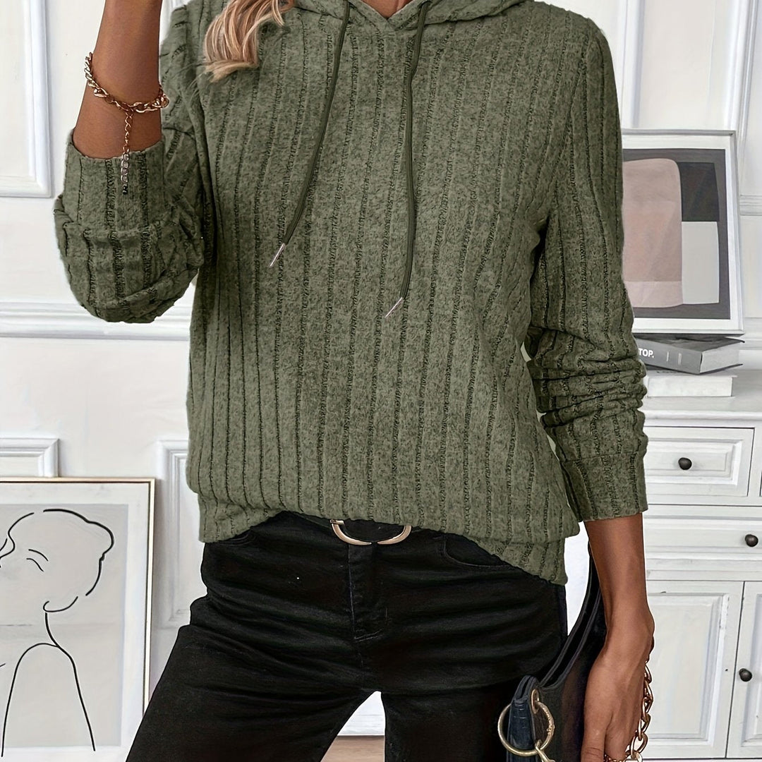Damen Kapuzenpullover Mit Feiner Rippstruktur