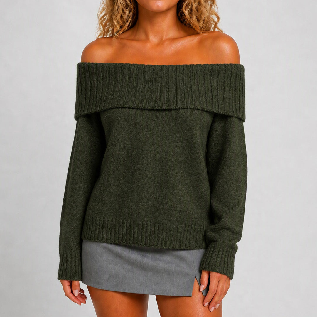 Damen-Strickpullover mit langen Ärmeln und schlichtem Uni-Design