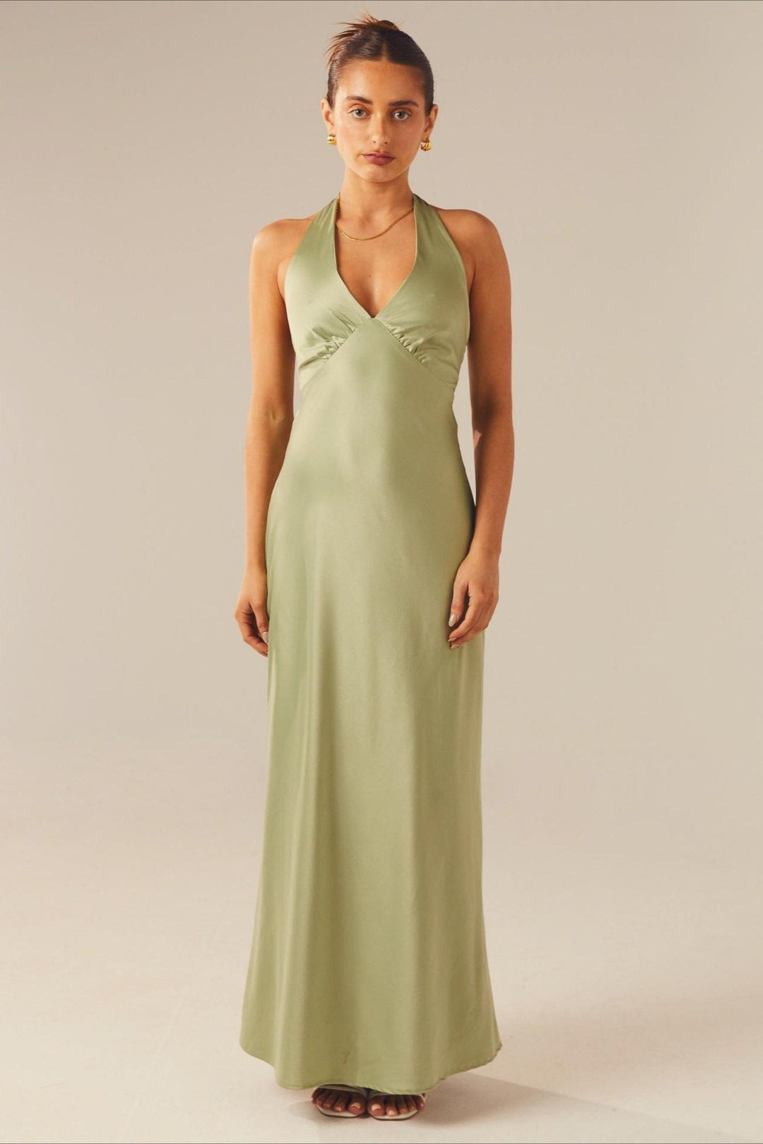Damen Kleid in Maxi-Länge mit V-Ausschnitt und enganliegender Passform