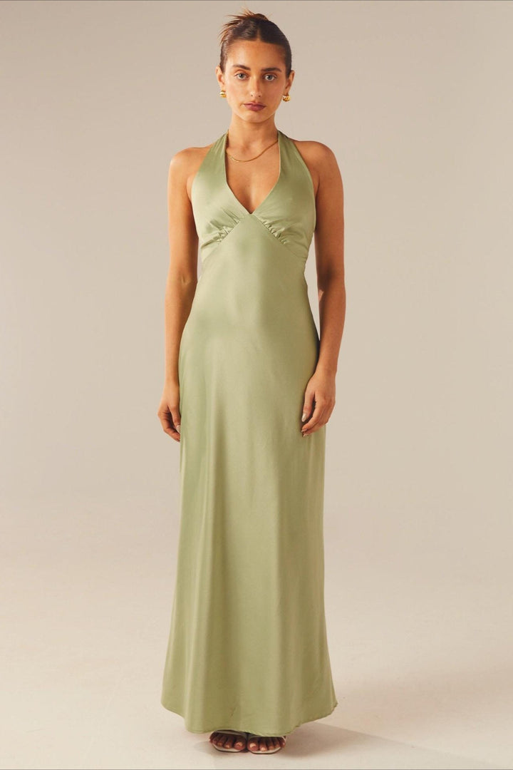 Damen Kleid in Maxi-Länge mit V-Ausschnitt und enganliegender Passform