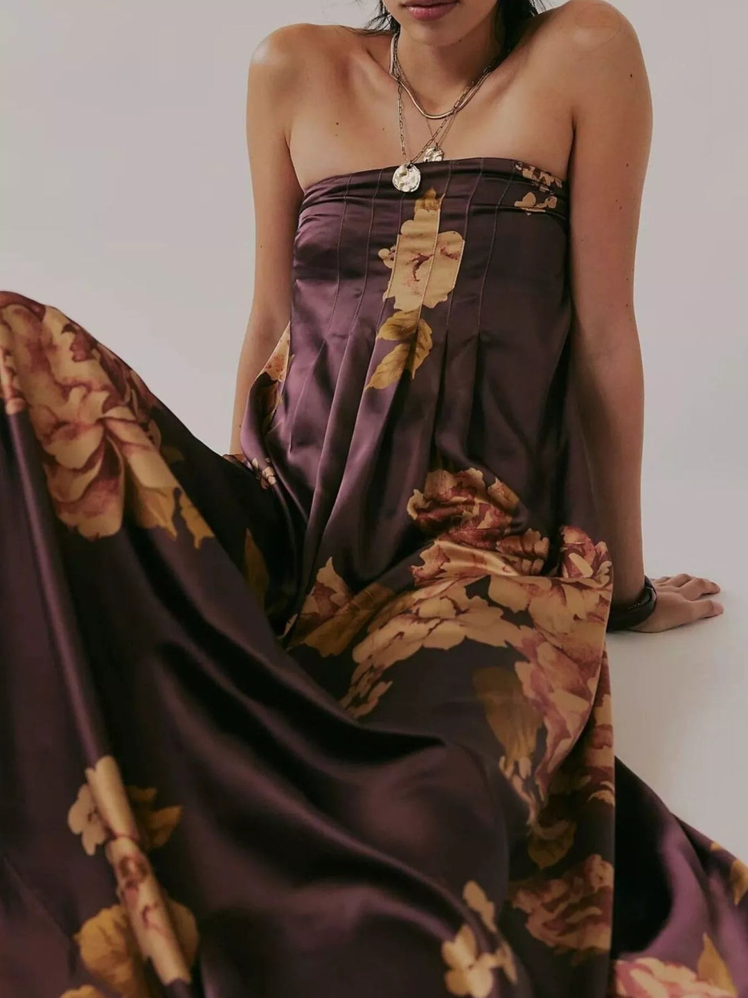 Maxikleid ärmellos mit Blumenmuster aus Polyester