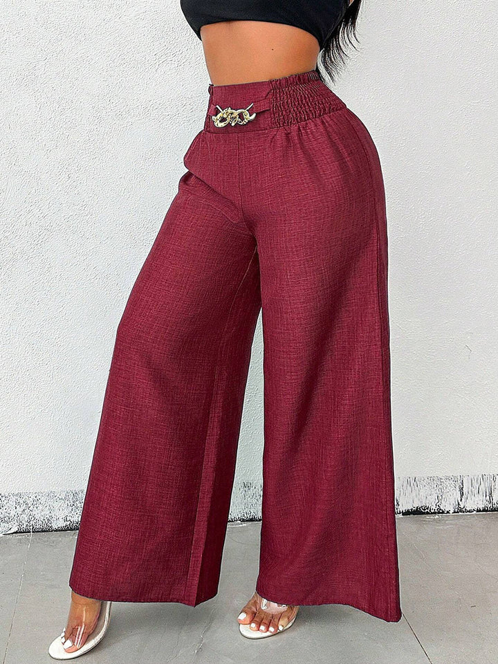 Damen Weite High Waist Hose Unifarben Locker