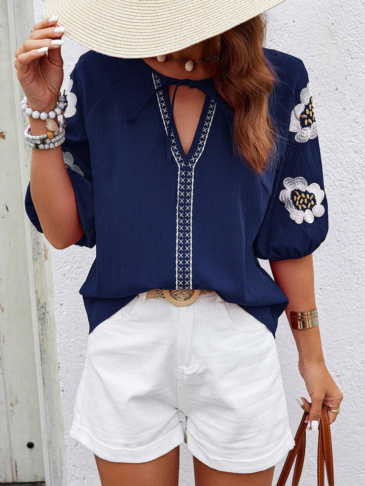 Damenbluse mit Stickerei und elegantem Casual-Look