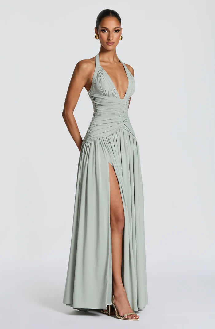 Ärmelloses Damen-Maxikleid mit V-Ausschnitt