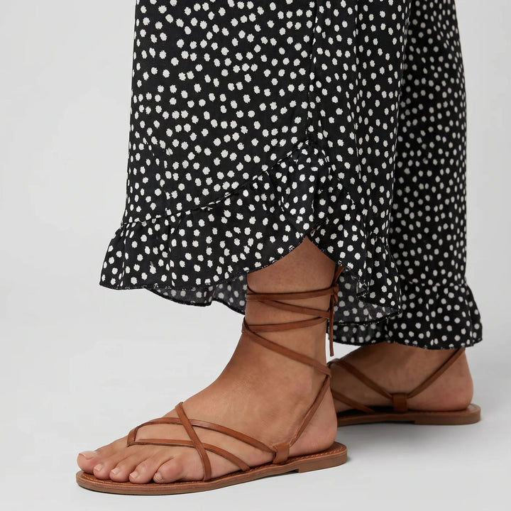 Damen Weite Hose mit Fließendem Stoff und Punktmuster