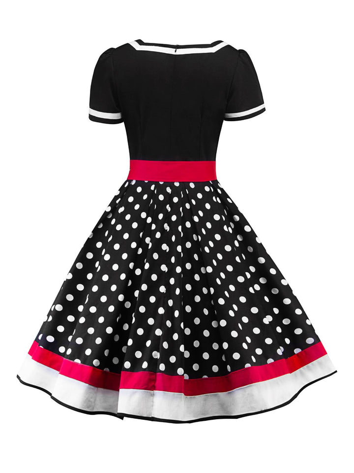 Vintage 50er Rockabilly Polka Dot Swing Kleid mit Gürtel