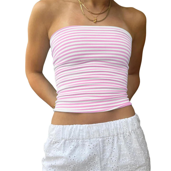 Damen Klassisches Gestreiftes Bustier-Top