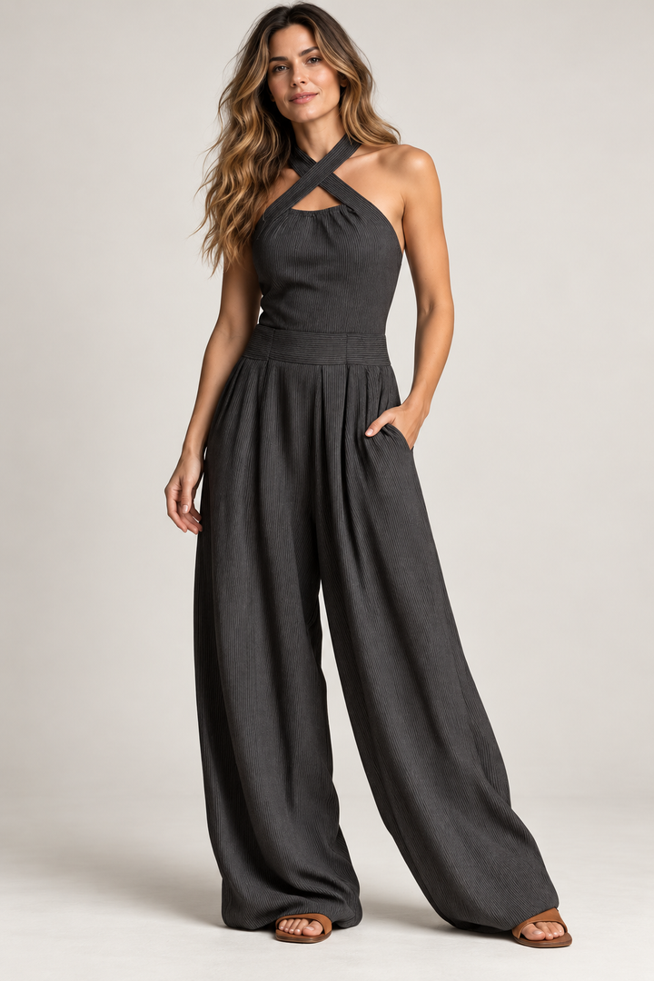Women's Wide-Leg Jumpsuit with Halter Neck