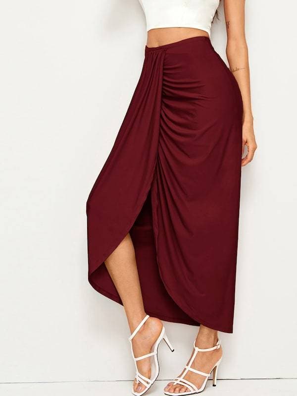 Drapierter Midirock mit hoher Taille Damenmode Unterteile