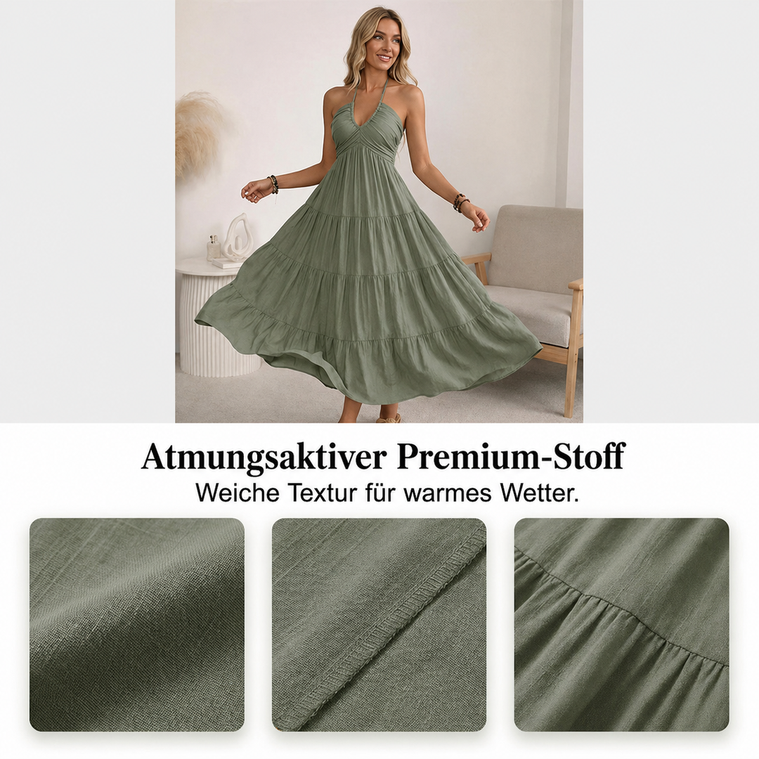Maxikleid mit neckholder Rückenfrei und fließenden Drapierungen