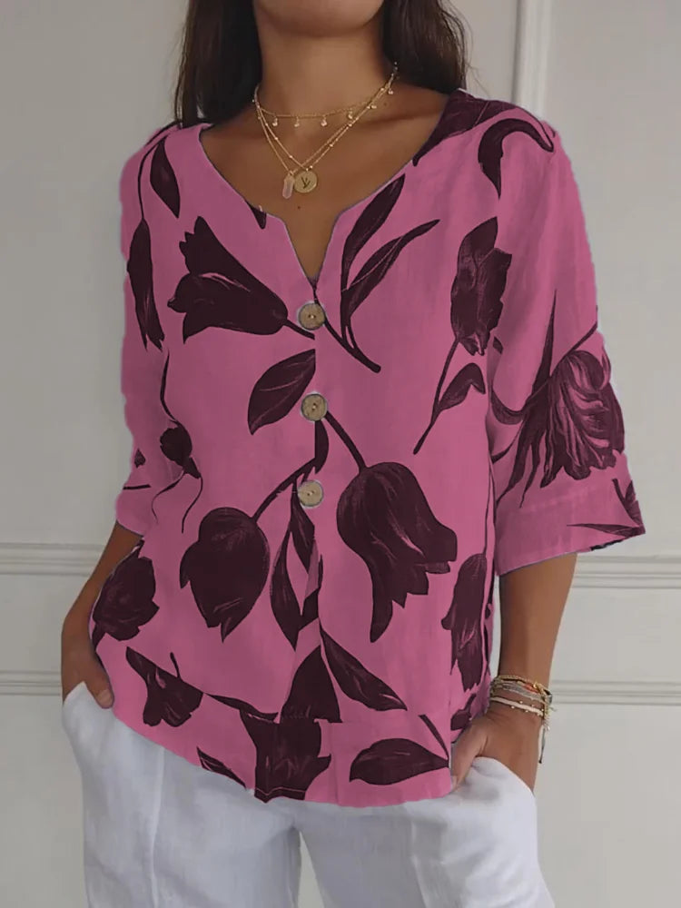V-Ausschnitt Bedruckte Tunika-Bluse