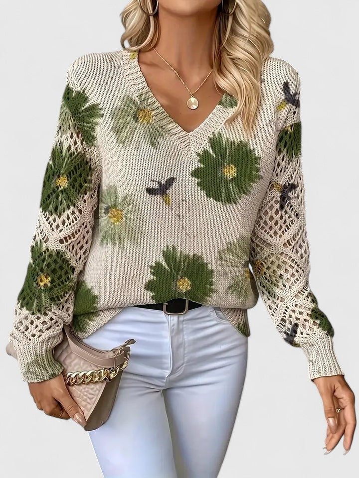 Eleganter Pullover mit Blumenmuster