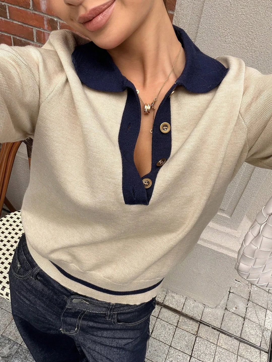 Damen Strickpullover mit Rollkragen und Farbblock, Slim Fit