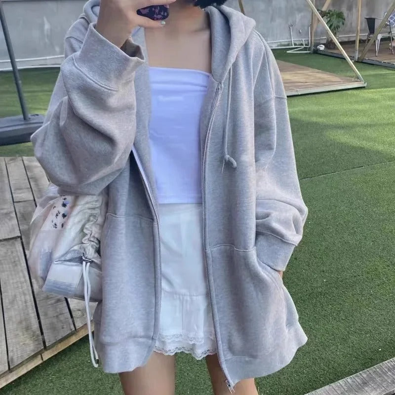 Übergroßer Hoodie im koreanischen Stil in einfarbiger Ausführung