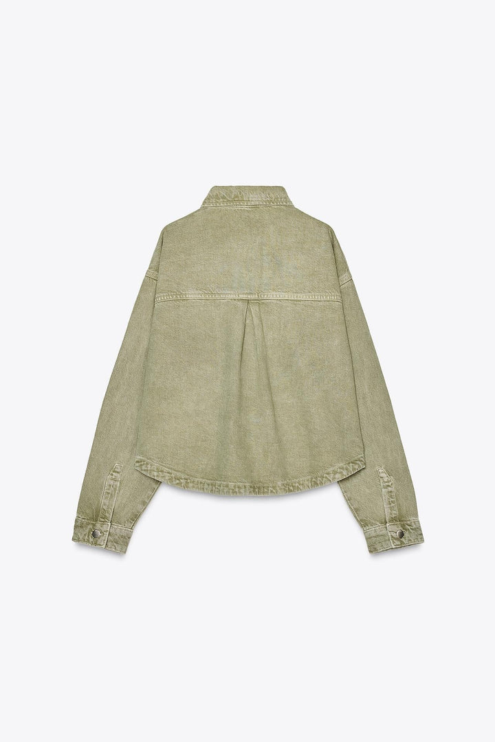 Klassische Khaki-Jeansjacke für den Alltagsstil