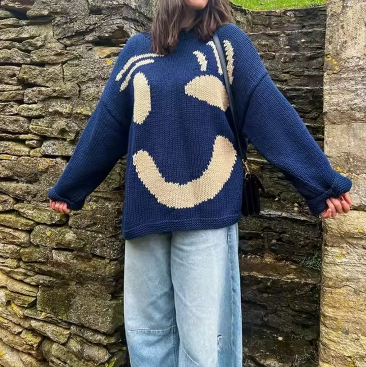 Gemütlicher übergroßer Baumwollstrickpullover