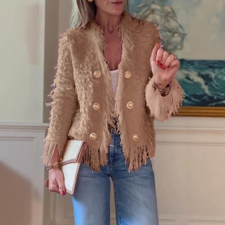 Damen Strickjacke mit Quasten