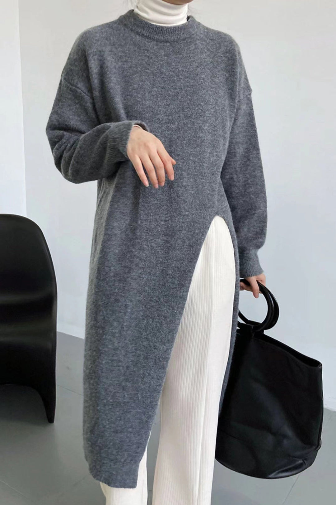 Strickkleid mit Seitenschlitz