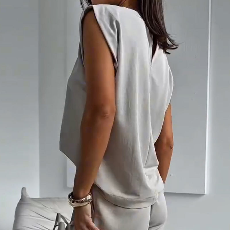 Schickes Zweiteiliges T-Shirt- und Weitbein-Hosen-Set