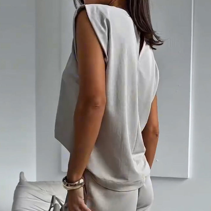 Schickes Zweiteiliges T-Shirt- und Weitbein-Hosen-Set
